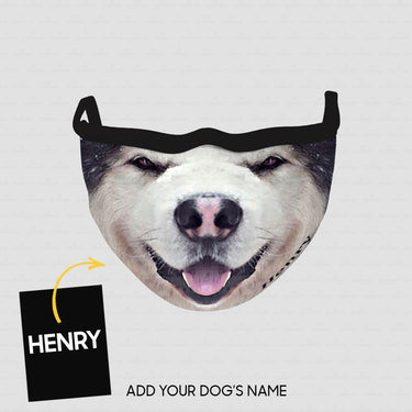 Personalized Dog Gift Idea - Alaskan Malamute Face With Small Eyes For Dog Lovers - Cloth Mask